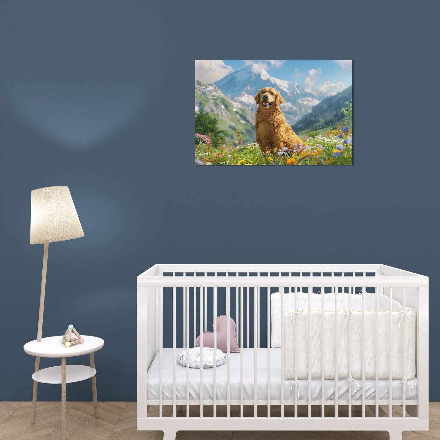 Golden Retriever Canvas Wall Art - Dog in Mountain Meadow Print