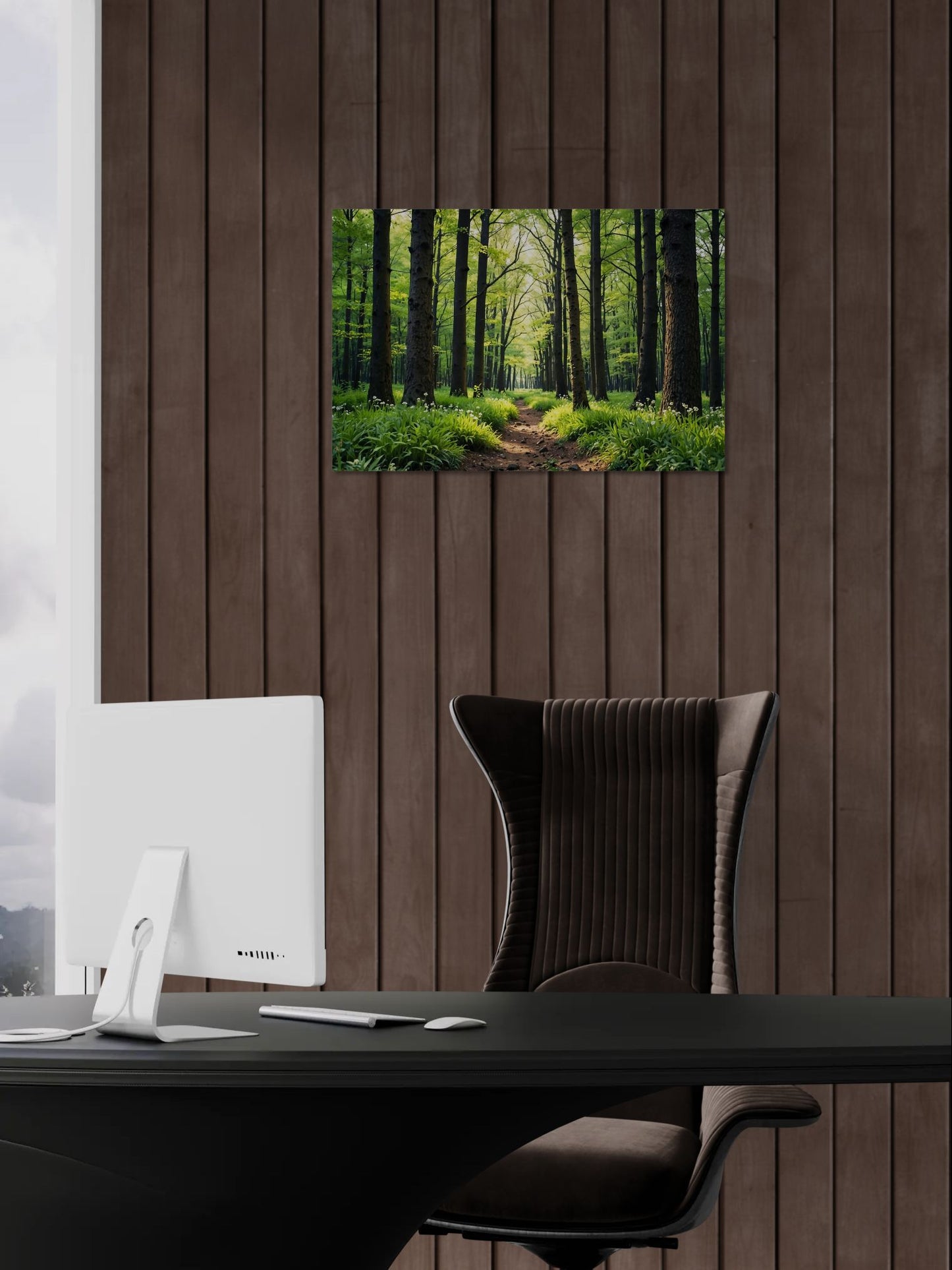 Tranquil Forest Path Canvas Wall Art - Serene Green Woods Print