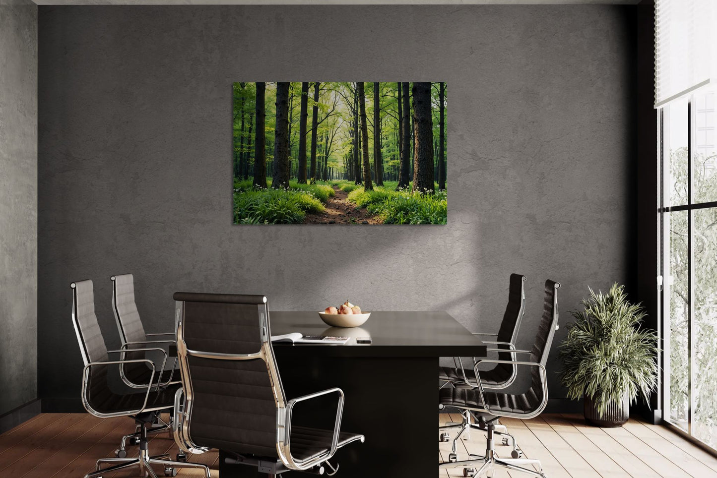 Tranquil Forest Path Canvas Wall Art - Serene Green Woods Print